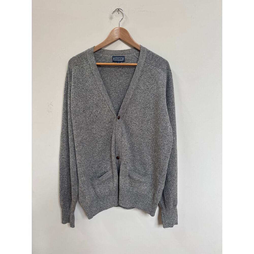Land's End Cardigan 100% Lambswool Buttons Hong Kong Vtg Grandpa Core Academia